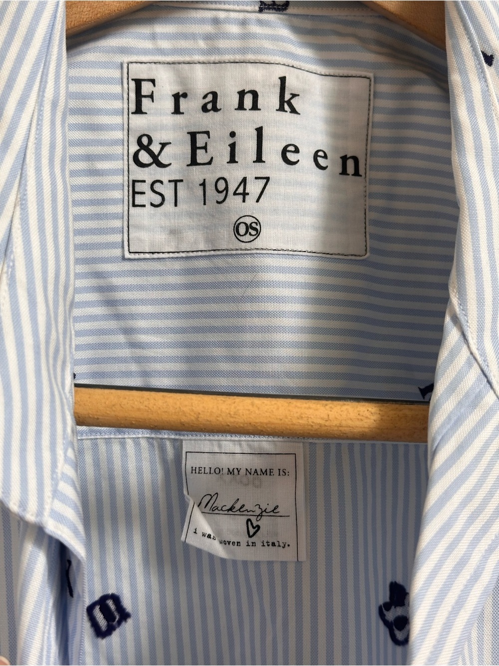 NWT Frank & Eileen Mackenzie One-Size Button-Up Shirt F&E striped blue white - Picture 4 of 11
